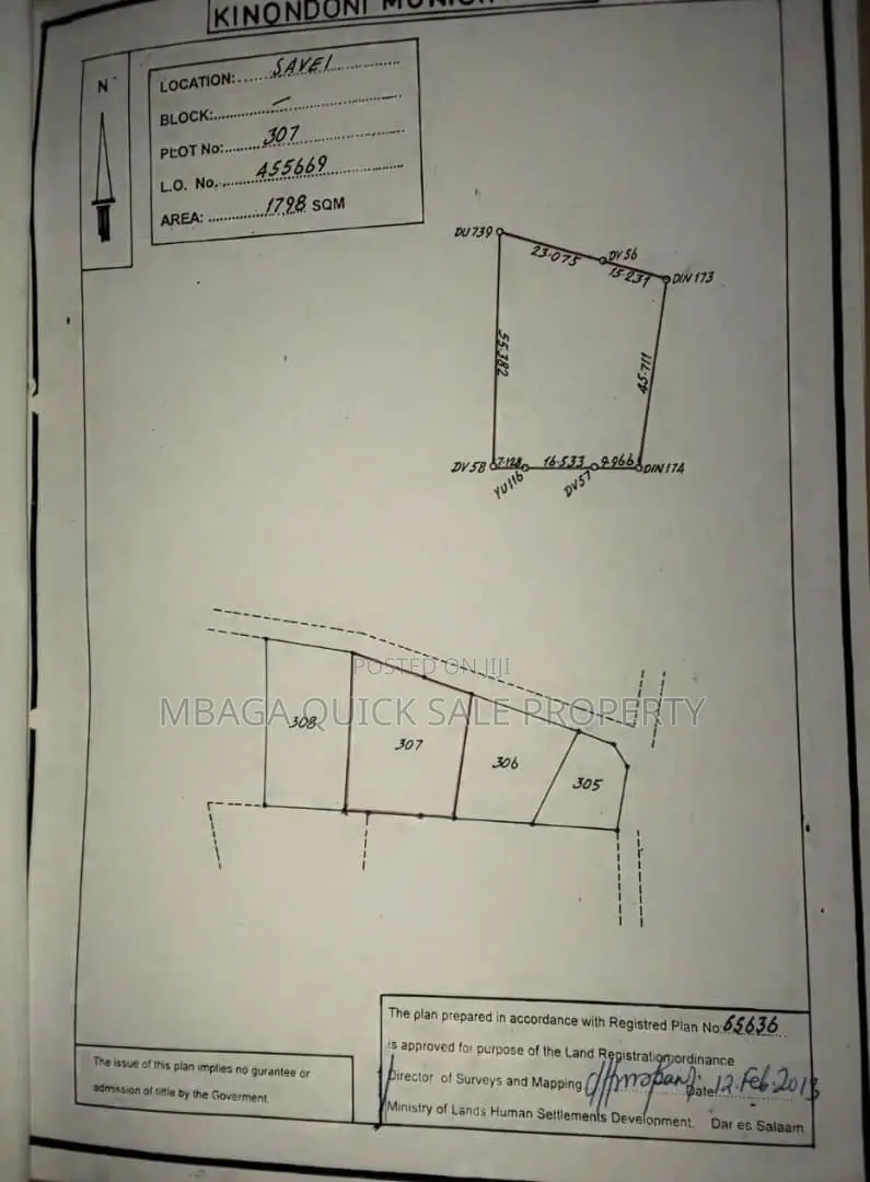 Plot for Sale at Mlimani Savey in Sinza
