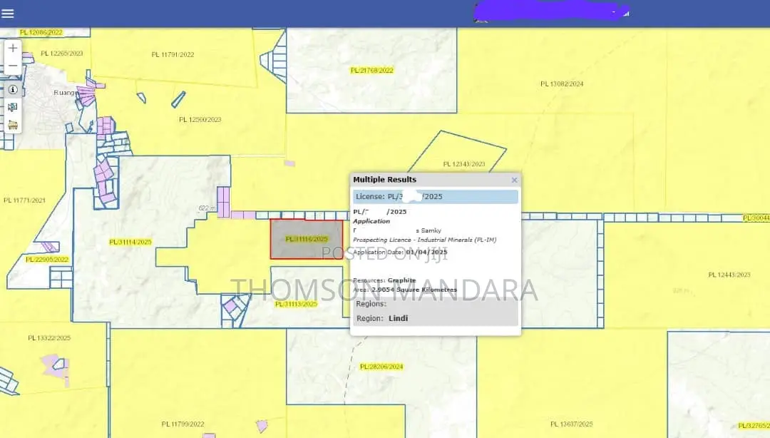 4plots of Graphite Minerals 65 Square Kilometers in Chienjere