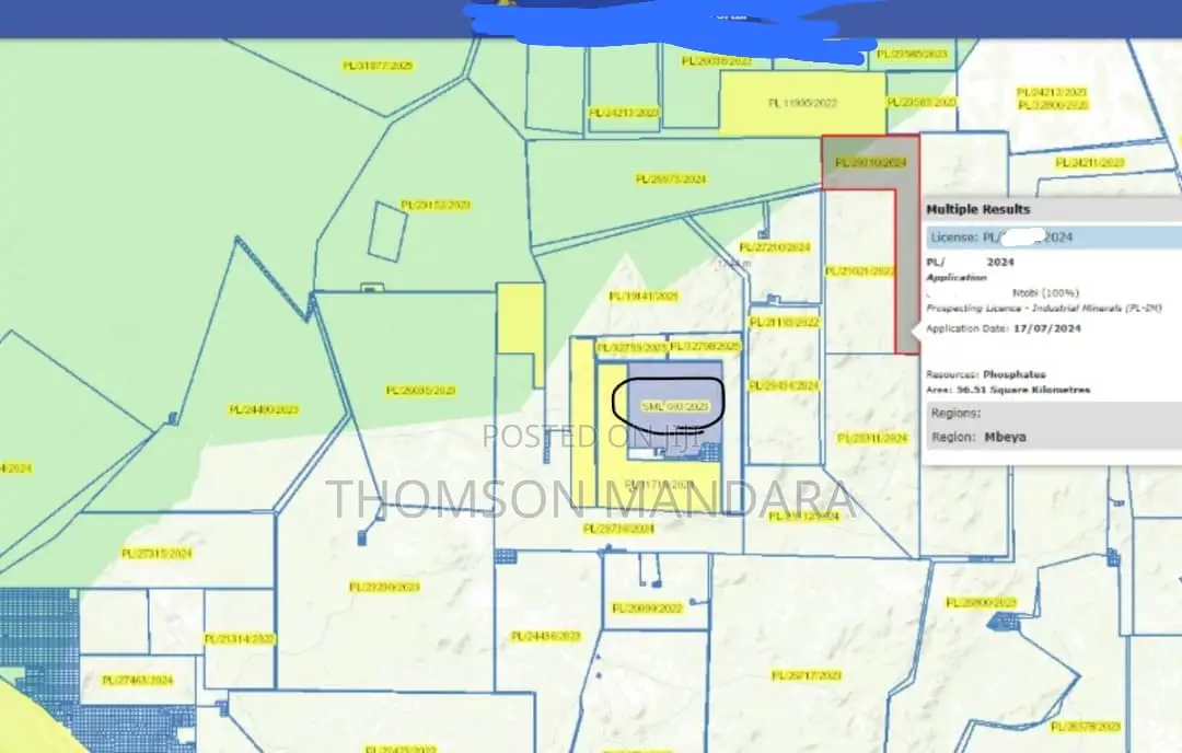 3 Plots Phosphetes Minerals 190 Square Kilometers in Katumba Songwe