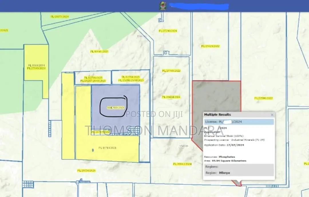 3 Plots Phosphetes Minerals 190 Square Kilometers in Katumba Songwe