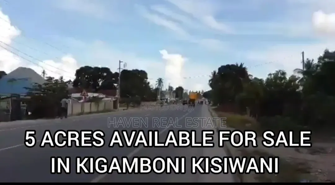 5acres for Sale at Kigamboni Kisiwani Along Main Road in Kigamboni